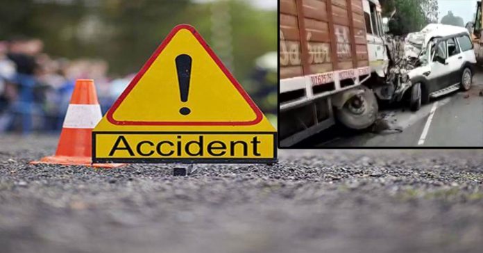SUV container truck collision in lucknow