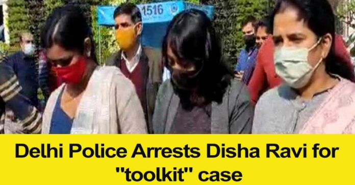 disha ravi picked up for toolkit case