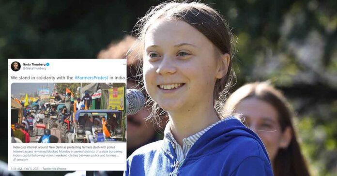 thunberg support farmers protest