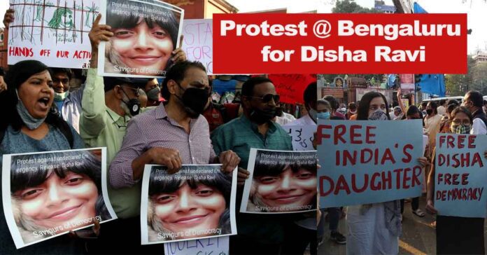 bengaluru protests for disha ravi