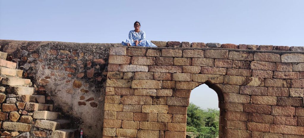 Dr. K Sharmila ( Author) on a Corbelled arch 