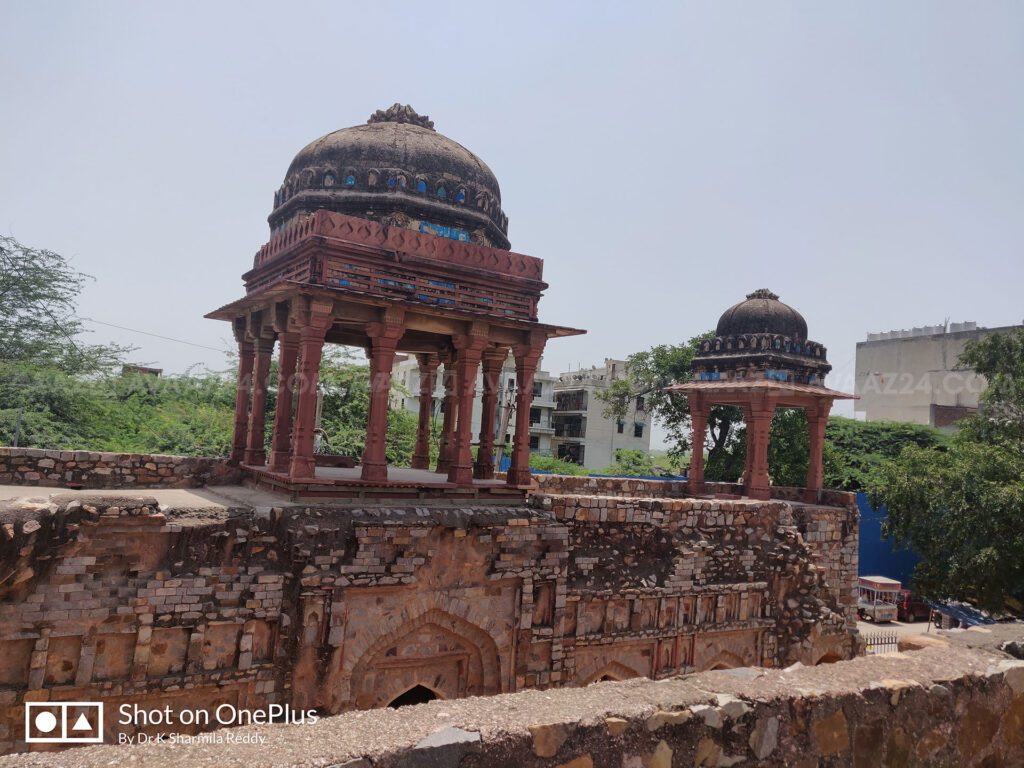 Beautiful Chatris with remnants of glazed tile work