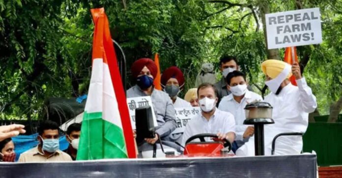 rahul gandhi tractor march