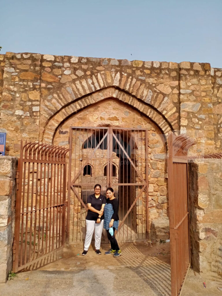 Author with her friend at Serai Shahji Mahal