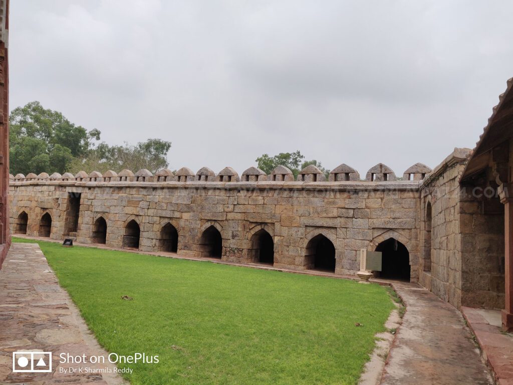 The courtyard with fortified walls