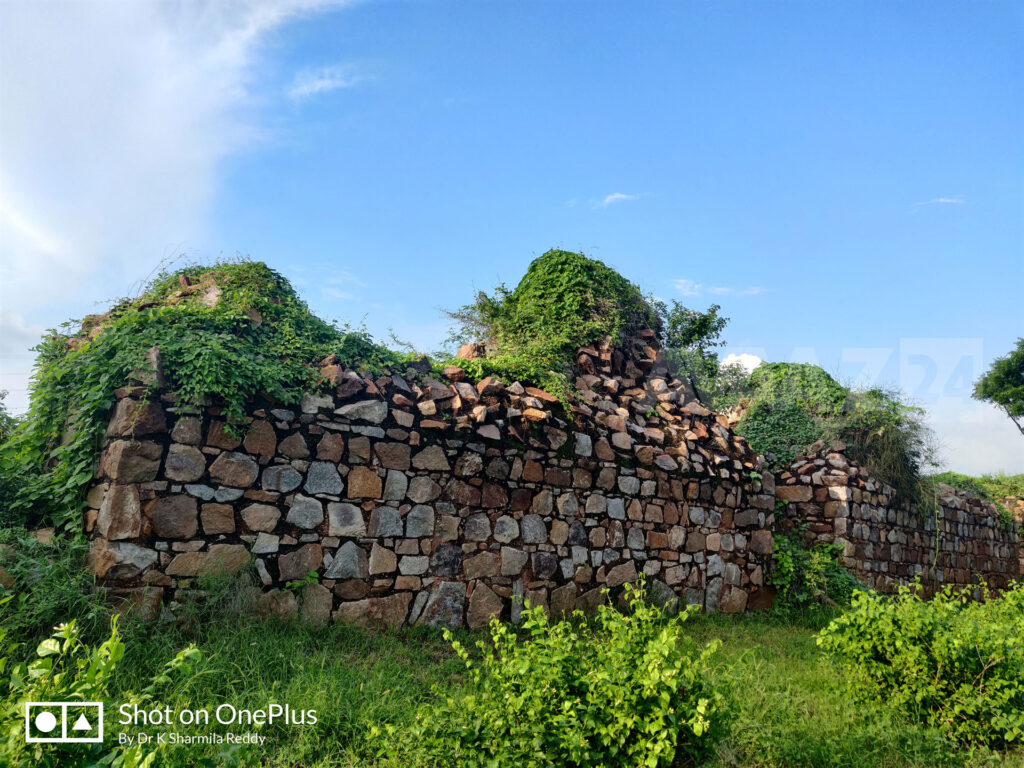 Remnants of the wall surrounding the underground cells on the east