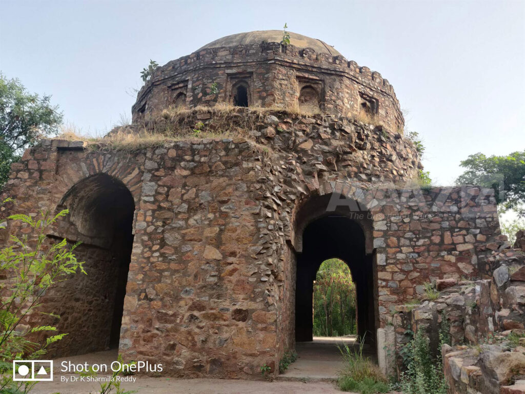 Octagonal structure on raised platform