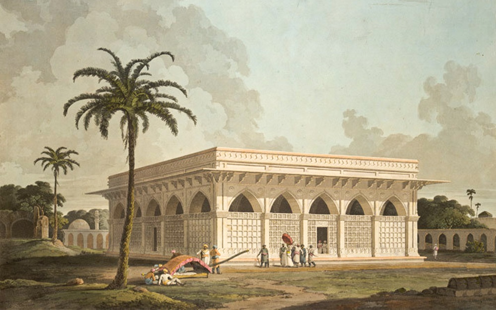 Chausath Khamba- Painting by William Daniell, R.A. (1801) from British Library