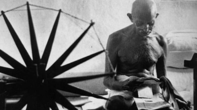 Gandhi spinning wheel during Swadeshi movement
