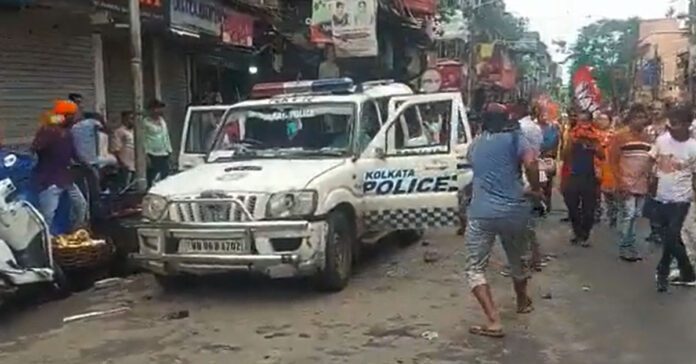 bjp denies kolkata police for burning van