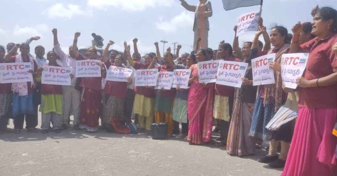 RTC employees stage protests